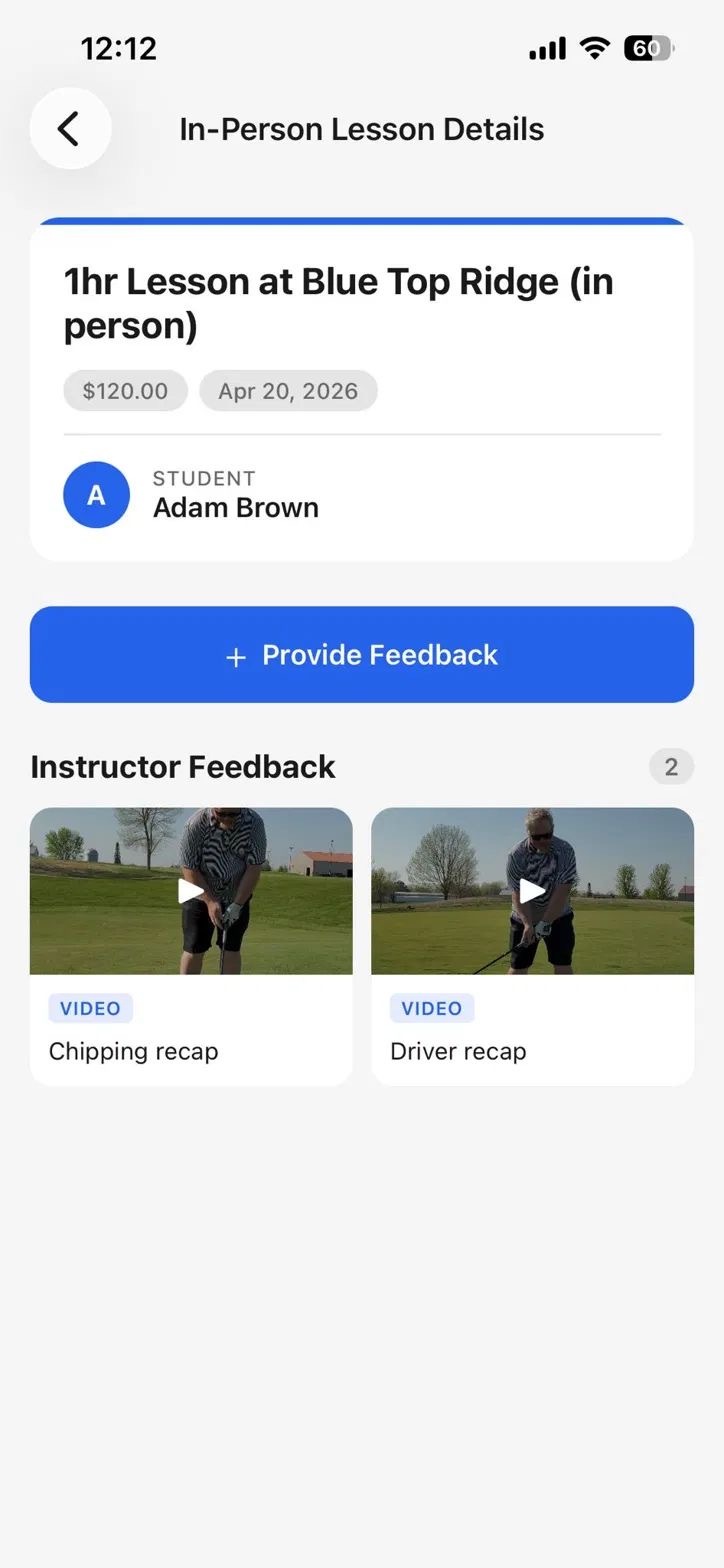 Student lesson feedback view